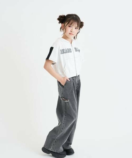 PINK-latte / ピンク ラテ パーカー | ダブルZIPミニウラケ半袖パーカー | 詳細12