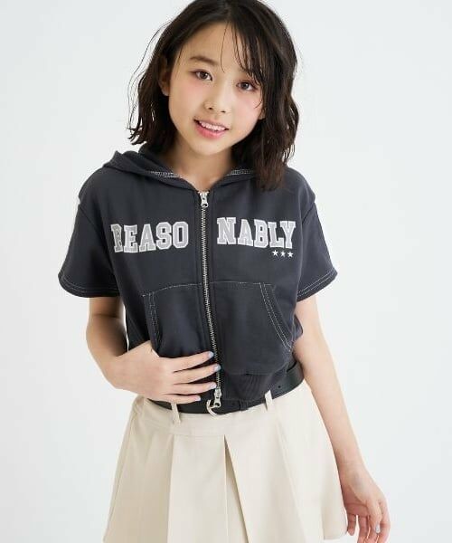 PINK-latte / ピンク ラテ パーカー | ダブルZIPミニウラケ半袖パーカー | 詳細17