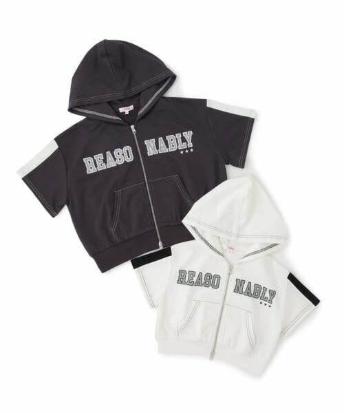 PINK-latte / ピンク ラテ パーカー | ダブルZIPミニウラケ半袖パーカー | 詳細8