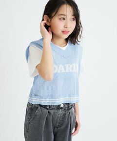 PINK-latte / ピンク ラテ ニット・セーター | 【洗える】メッシュニットベスト＋半袖Tシャツ