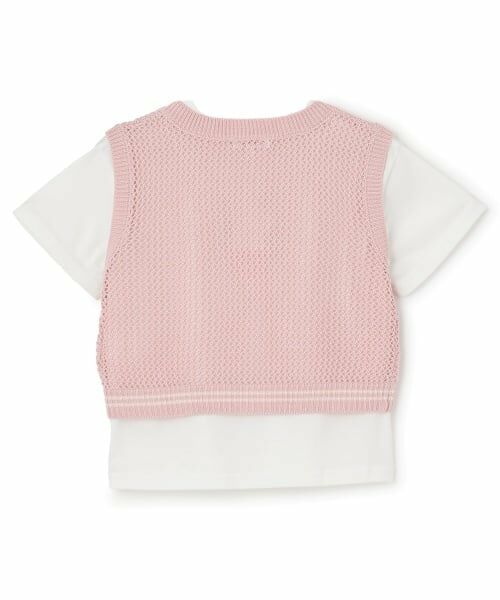 PINK-latte / ピンク ラテ ニット・セーター | 【洗える】メッシュニットベスト＋半袖Tシャツ | 詳細1