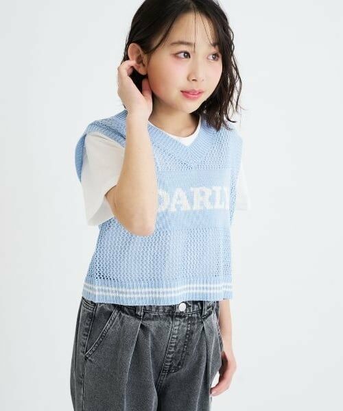 PINK-latte / ピンク ラテ ニット・セーター | 【洗える】メッシュニットベスト＋半袖Tシャツ（サックス）