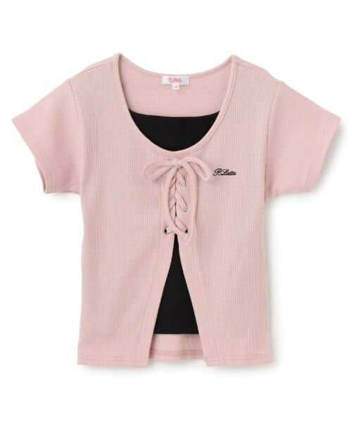 PINK-latte / ピンク ラテ Tシャツ | テレコレースアップ半袖トップス | 詳細10