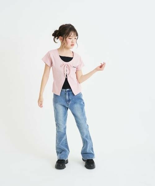 PINK-latte / ピンク ラテ Tシャツ | テレコレースアップ半袖トップス | 詳細14