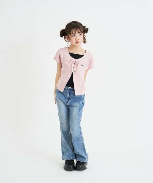 PINK-latte / ピンク ラテ Tシャツ | テレコレースアップ半袖トップス | 詳細15