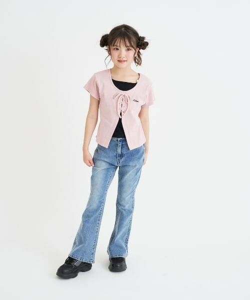 PINK-latte / ピンク ラテ Tシャツ | テレコレースアップ半袖トップス | 詳細16