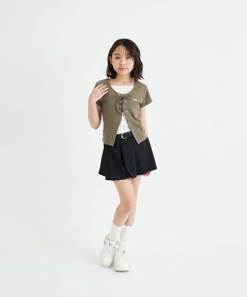 PINK-latte / ピンク ラテ Tシャツ | テレコレースアップ半袖トップス | 詳細18