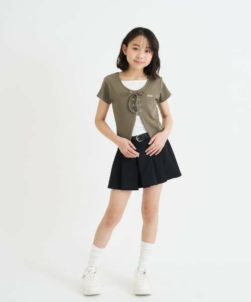 PINK-latte / ピンク ラテ Tシャツ | テレコレースアップ半袖トップス | 詳細19