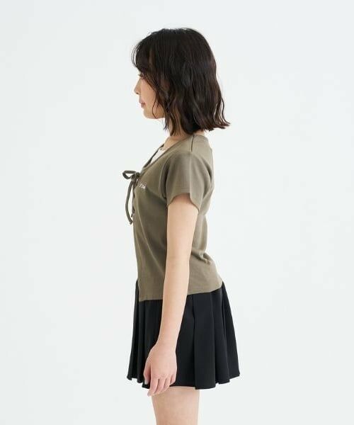 PINK-latte / ピンク ラテ Tシャツ | テレコレースアップ半袖トップス | 詳細23