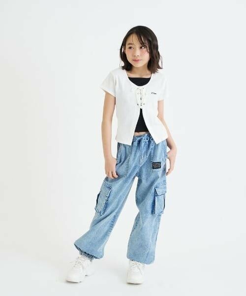 PINK-latte / ピンク ラテ Tシャツ | テレコレースアップ半袖トップス | 詳細25