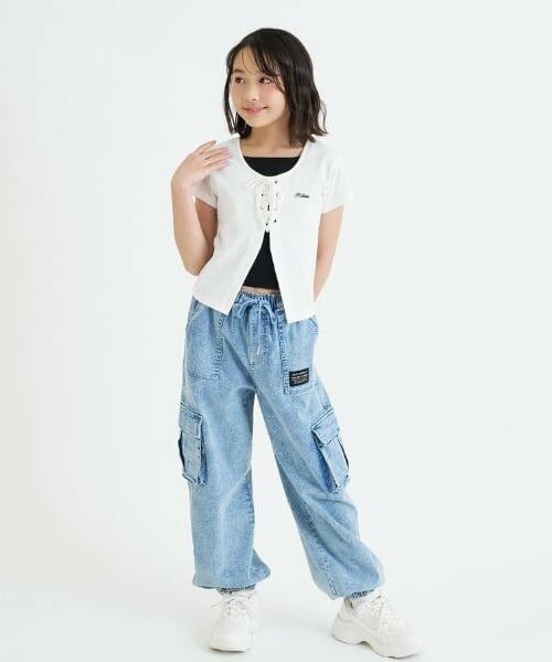 PINK-latte / ピンク ラテ Tシャツ | テレコレースアップ半袖トップス | 詳細26