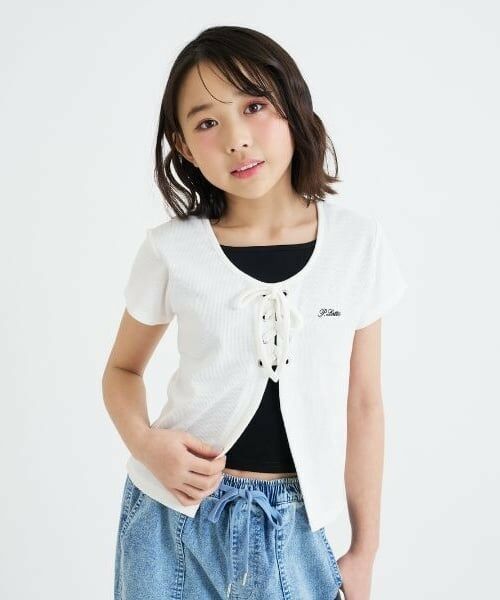 PINK-latte / ピンク ラテ Tシャツ | テレコレースアップ半袖トップス | 詳細27