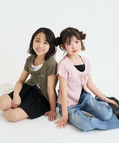 PINK-latte / ピンク ラテ Tシャツ | テレコレースアップ半袖トップス | 詳細28