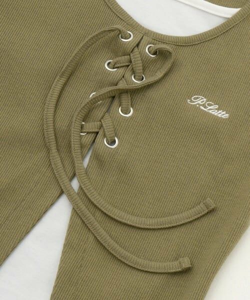 PINK-latte / ピンク ラテ Tシャツ | テレコレースアップ半袖トップス | 詳細4