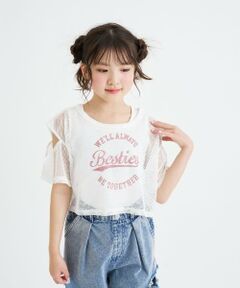 PINK-latte / ピンク ラテ Tシャツ | 【セットアイテム】肩あきメッシュ半袖T＋タンクセット