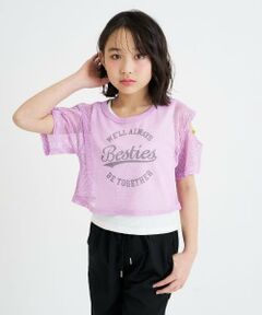 PINK-latte / ピンク ラテ Tシャツ | 【セットアイテム】肩あきメッシュ半袖T＋タンクセット