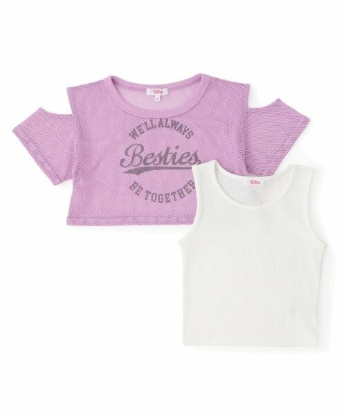 PINK-latte / ピンク ラテ Tシャツ | 【セットアイテム】肩あきメッシュ半袖T＋タンクセット | 詳細2