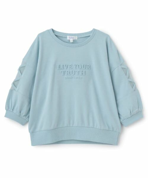 PINK-latte / ピンク ラテ スウェット | 【別注】エンボス7分丈プルオーバー（サックス）