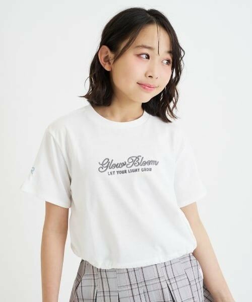 PINK-latte / ピンク ラテ Tシャツ | 裾ドロストりぼんタック半袖Tシャツ（オフ ホワイト）