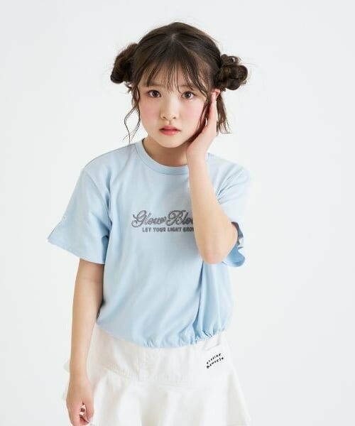 PINK-latte / ピンク ラテ Tシャツ | 裾ドロストりぼんタック半袖Tシャツ（サックス）