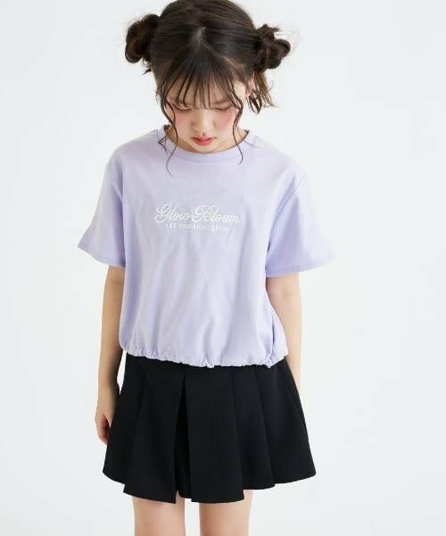 PINK-latte / ピンク ラテ Tシャツ | 裾ドロストりぼんタック半袖Tシャツ（ラベンダー）