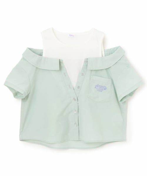 PINK-latte / ピンク ラテ シャツ・ブラウス | 【別注】肩あきシャツドッキングトップス（ミント）