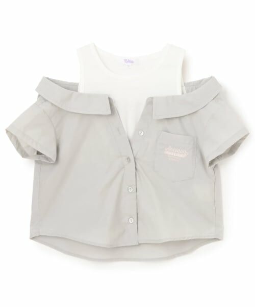 PINK-latte / ピンク ラテ シャツ・ブラウス | 【別注】肩あきシャツドッキングトップス（ライト グレー）