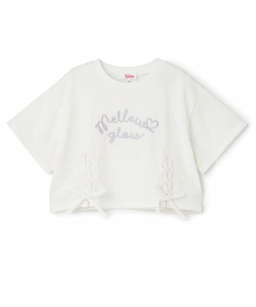 PINK-latte / ピンク ラテ Tシャツ | アソート柄レースアップ半袖Tシャツ（オフ ホワイト）