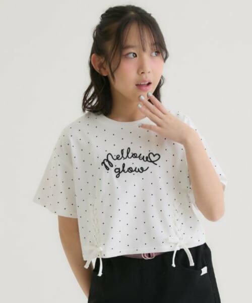 PINK-latte / ピンク ラテ Tシャツ | アソート柄レースアップ半袖Tシャツ | 詳細15