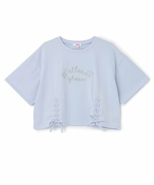 PINK-latte / ピンク ラテ Tシャツ | アソート柄レースアップ半袖Tシャツ（ラベンダー）