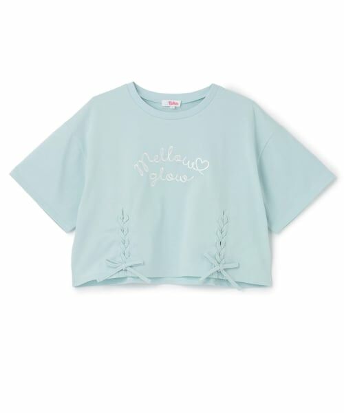 PINK-latte / ピンク ラテ Tシャツ | アソート柄レースアップ半袖Tシャツ（ミント）