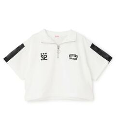 PINK-latte / ピンク ラテ Tシャツ | 袖メッシュハーフジップ半袖Tシャツ