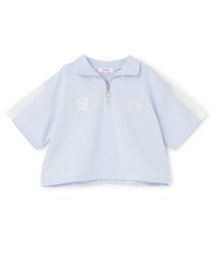 PINK-latte / ピンク ラテ Tシャツ | 袖メッシュハーフジップ半袖Tシャツ