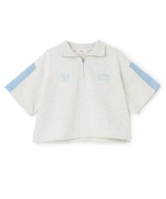 PINK-latte / ピンク ラテ Tシャツ | 袖メッシュハーフジップ半袖Tシャツ