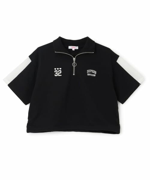 PINK-latte / ピンク ラテ Tシャツ | 袖メッシュハーフジップ半袖Tシャツ | 詳細10