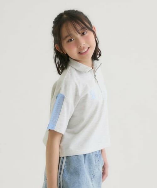 PINK-latte / ピンク ラテ Tシャツ | 袖メッシュハーフジップ半袖Tシャツ | 詳細15