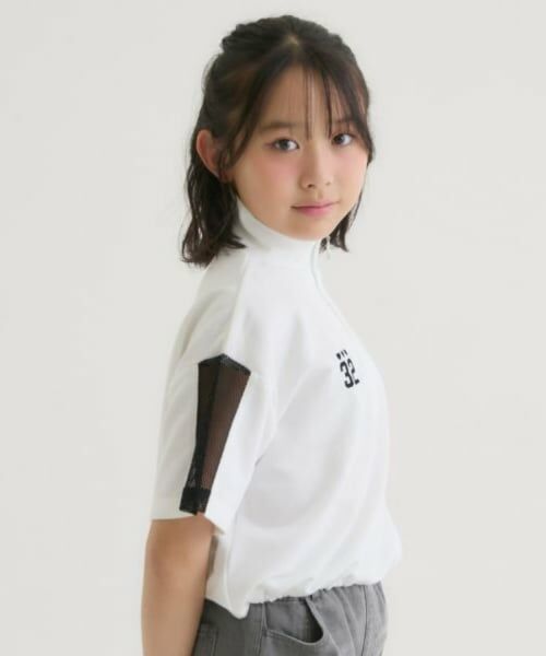 PINK-latte / ピンク ラテ Tシャツ | 袖メッシュハーフジップ半袖Tシャツ | 詳細22