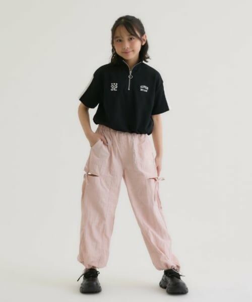 PINK-latte / ピンク ラテ Tシャツ | 袖メッシュハーフジップ半袖Tシャツ | 詳細23