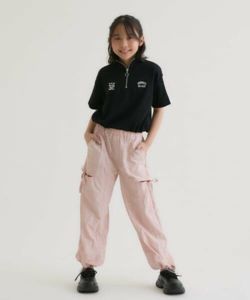 PINK-latte / ピンク ラテ Tシャツ | 袖メッシュハーフジップ半袖Tシャツ | 詳細24