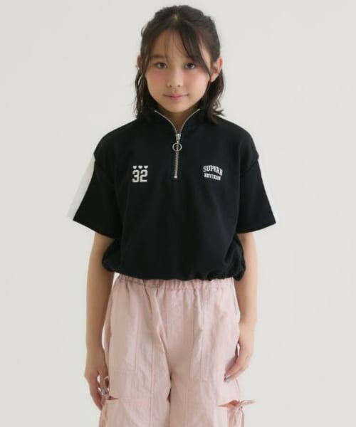 PINK-latte / ピンク ラテ Tシャツ | 袖メッシュハーフジップ半袖Tシャツ | 詳細26