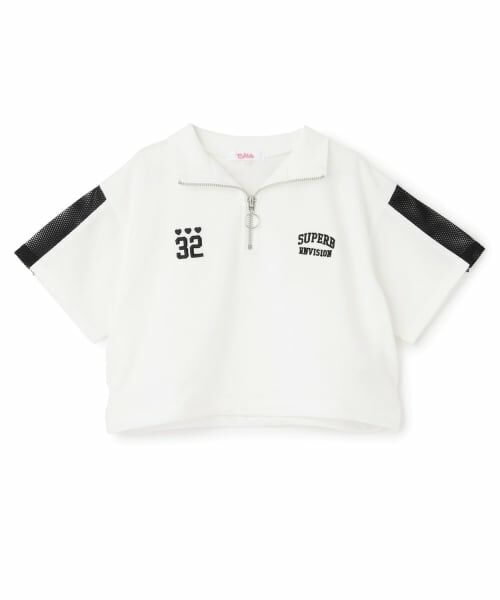 PINK-latte / ピンク ラテ Tシャツ | 袖メッシュハーフジップ半袖Tシャツ | 詳細8