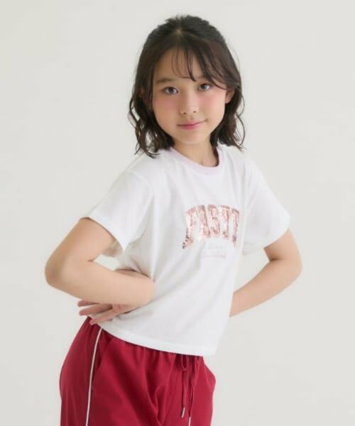 PINK-latte / ピンク ラテ Tシャツ | 【接触冷感】キラキラカレッジリンガー半袖Tシャツ | 詳細15