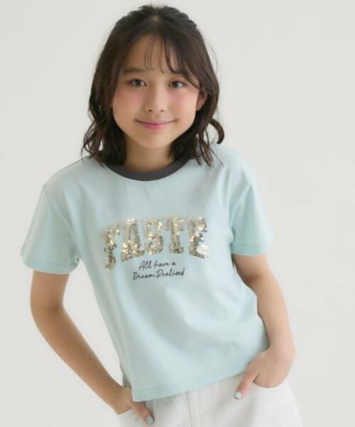 PINK-latte / ピンク ラテ Tシャツ | 【接触冷感】キラキラカレッジリンガー半袖Tシャツ | 詳細18