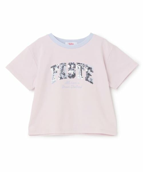 PINK-latte / ピンク ラテ Tシャツ | 【接触冷感】キラキラカレッジリンガー半袖Tシャツ(ライト ピンク)