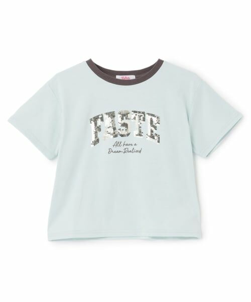 PINK-latte / ピンク ラテ Tシャツ | 【接触冷感】キラキラカレッジリンガー半袖Tシャツ(ミント)