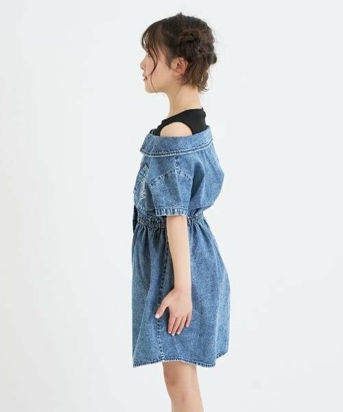 PINK-latte / ピンク ラテ ミニ丈・ひざ丈ワンピース | 肩あきドッキンクデニムシャツワンピース | 詳細13