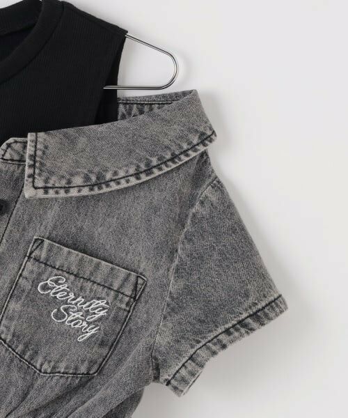 PINK-latte / ピンク ラテ ミニ丈・ひざ丈ワンピース | 肩あきドッキンクデニムシャツワンピース | 詳細3