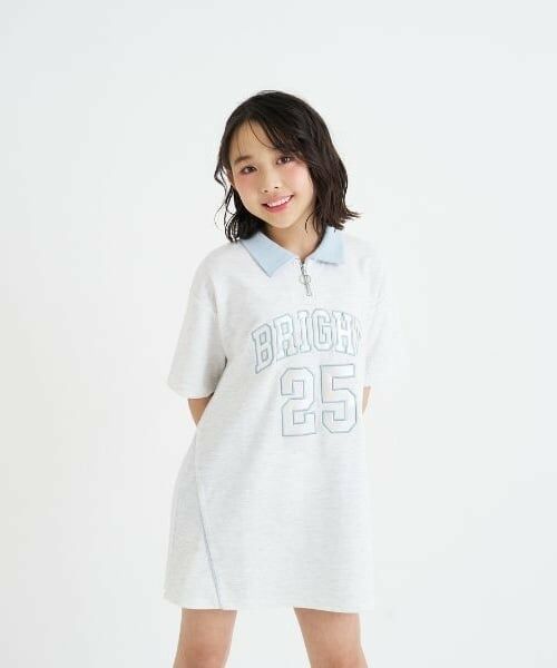 PINK-latte / ピンク ラテ ミニ丈・ひざ丈ワンピース | ナンバリングハーフZIPポンチワンピース（シロ杢）