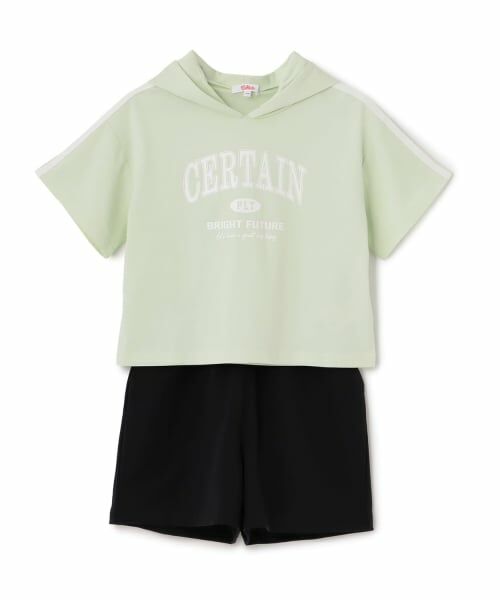 PINK-latte / ピンク ラテ その他トップス | 【接触冷感】半袖パーカー＋ハーフパンツセット（イエロー グリーン）