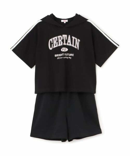 PINK-latte / ピンク ラテ その他トップス | 【接触冷感】半袖パーカー＋ハーフパンツセット（黒）